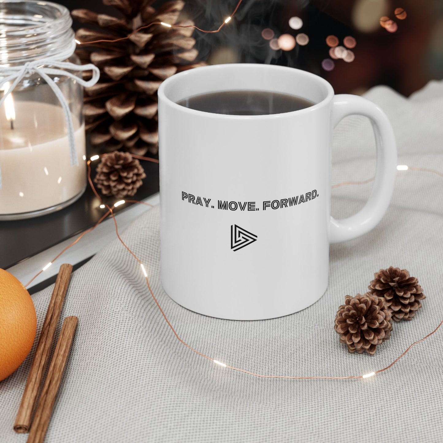 Pray Move Forward (Amb) Ceramic Mug, (11oz, 15oz)